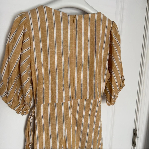 Zara Yellow Linen Blend Striped  Mini Dress size XS - Picture 9 of 10